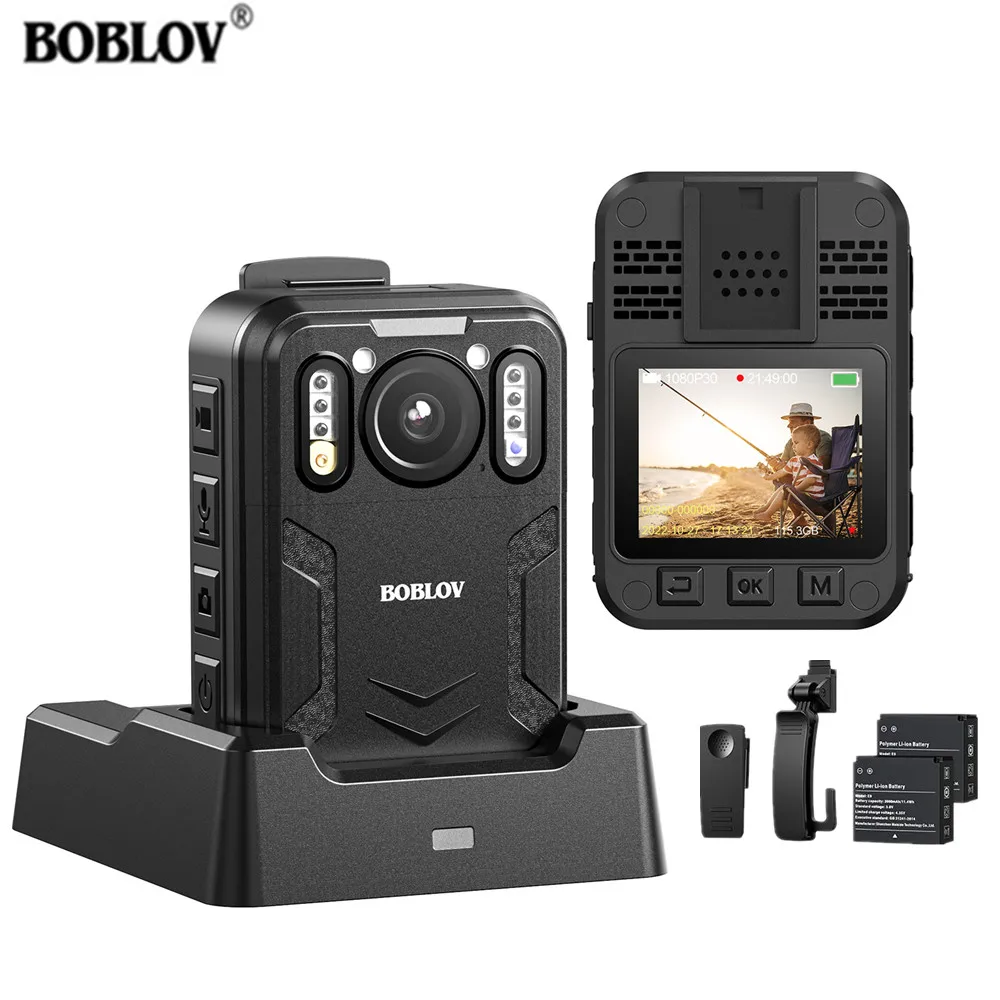 BOBLOV B4K2 128GB 4K Body Worn Camera with GPS 2pcs 3000mAh Batteries for 14-16hours Record 4K Camcorders Video Camera Bodycam