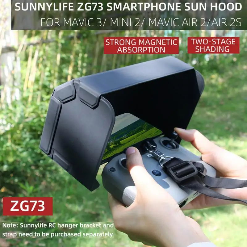 

Sunnylife ZG73 for DJI Mavic3 Air 2S 2 Mini2 Drone Remote Control Mobile Phone Blocking Shading Hood Magnetic Leather Fold