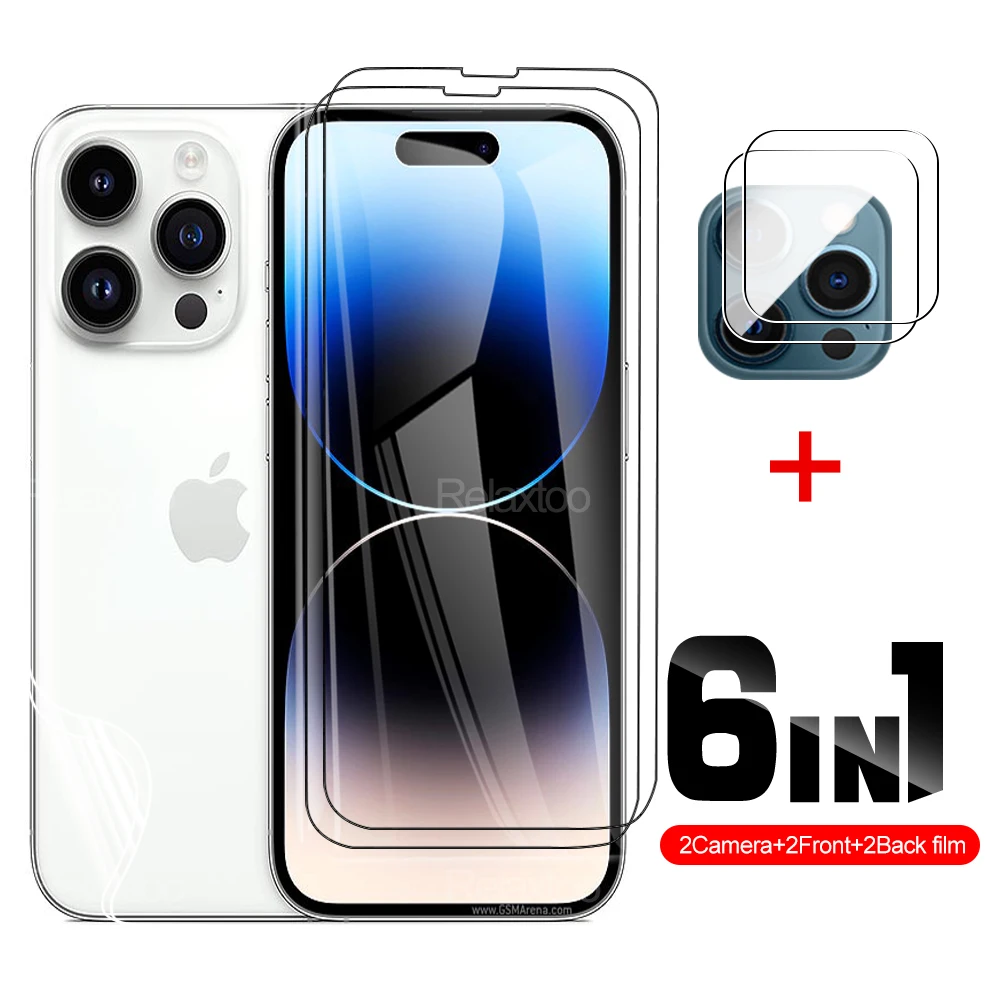 

6 в 1 Гидрогелевая и закаленная пленка для iphone 14 14Plus 14 Pro 14 Pro Max, защита для Камеры 13 13mini 13Pro 13Pro max Serise