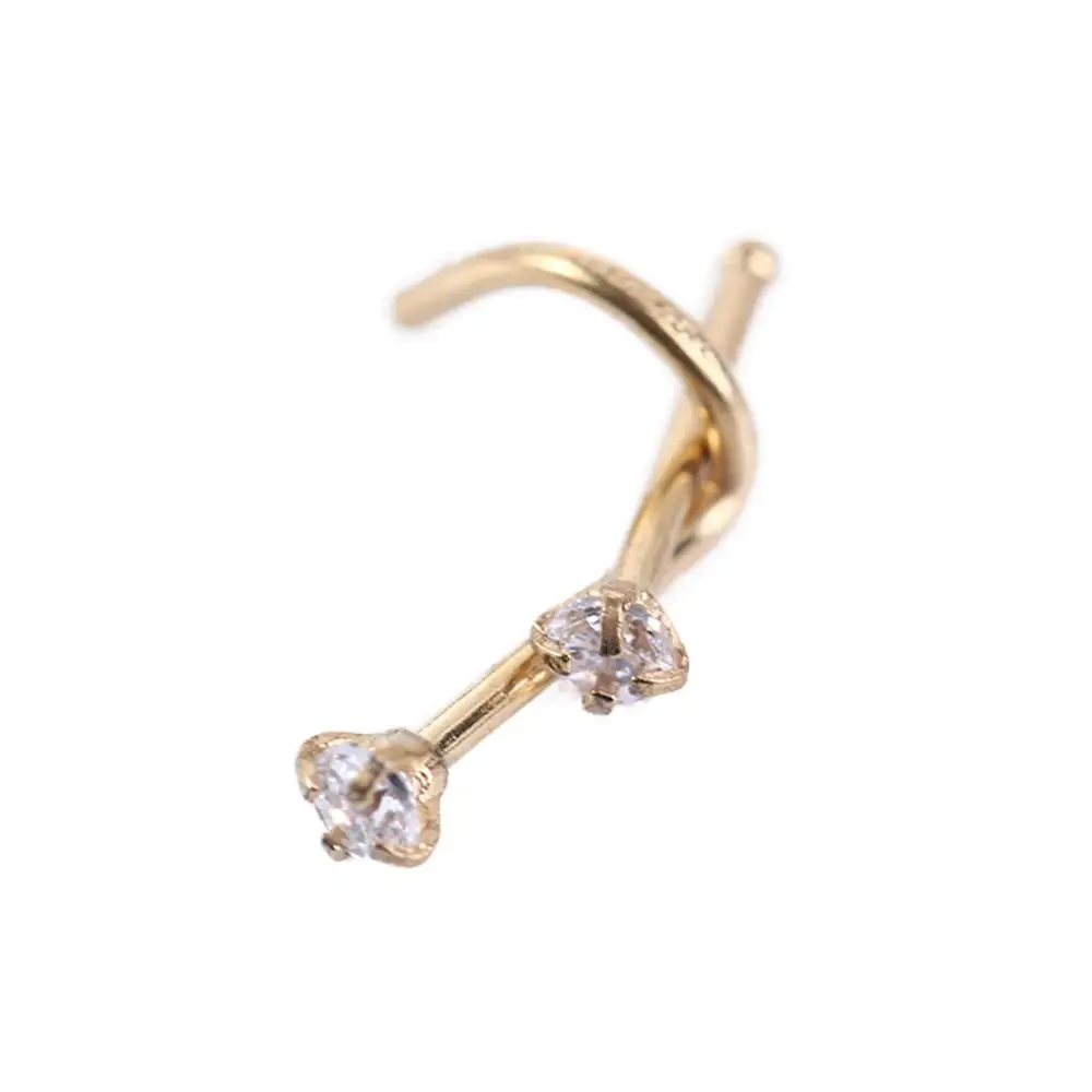 Тонкое женское кольцо в ноздре со стразами и цирконием из нержавеющей стали