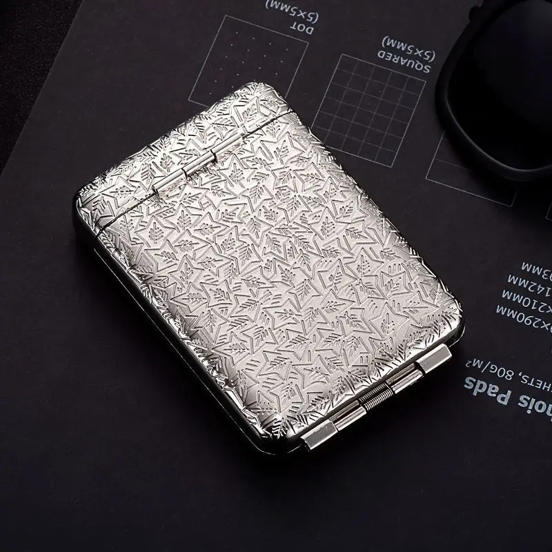 

Chinese Retro Style Metal Three-open Clamshell Cigarette Case Protection 14 Sticks Cigarette Case Smoking Set Gadgets for Men