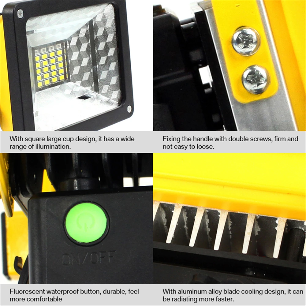 30W LED Portable Rechargeable Floodlight Waterproof Spotlight Battery Powered Searchlight Outdoor Work Lamp Camping Lantern | Освещение