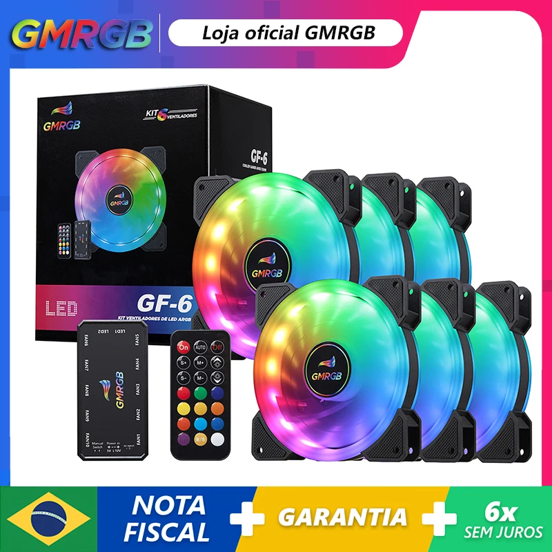 

GMRGB Kit6 120mm PC Computer Case Fan Cooling Cooler 6PIN Adjustable RGB Led 12cm Mute Ventilador 5V DC ARGB Fans Aura Sync