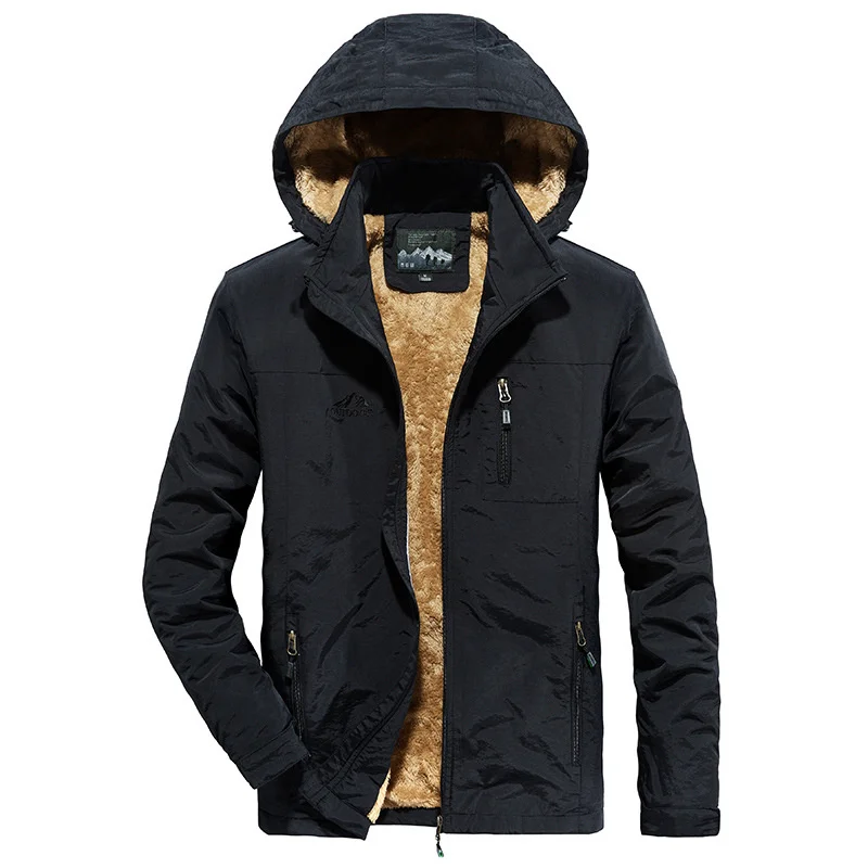 

Men's Casual 2023 Winter Jacket Men's Fleece and Thick Youth Outdoor Waterproof Windbreaker Quick Dry Coat Men's Hooded Menswear