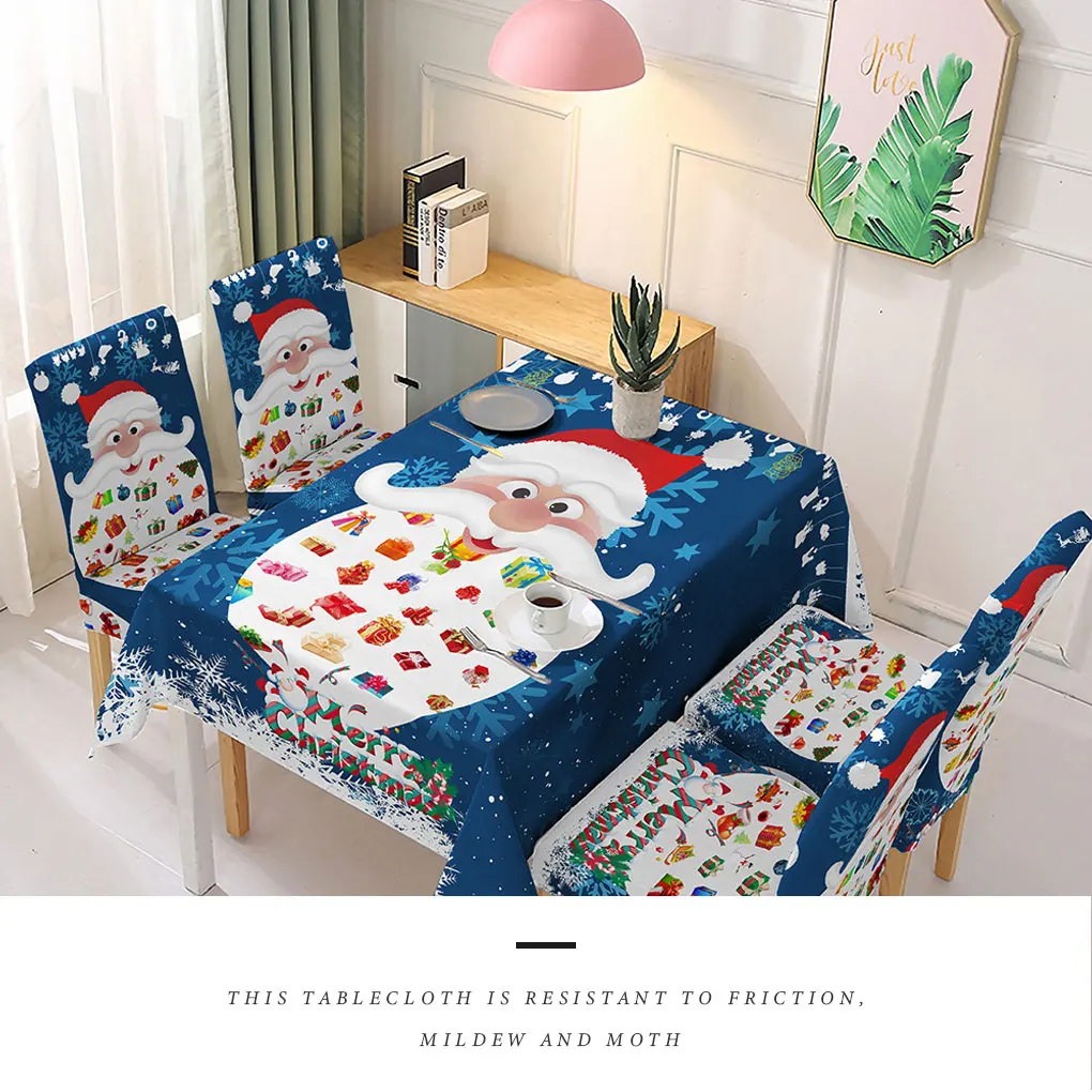 

Christmas Tablecloth Kitchen Dining Table Decorations Santa Claus Print Home Rectangular Party Table Covers Christmas Ornaments