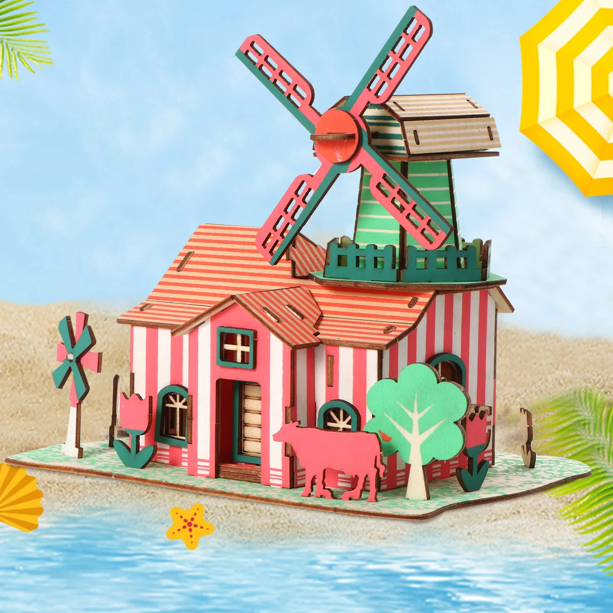 

3d House Puzzle Puzzles Kids Jigsaw Educational Wooden Board Building