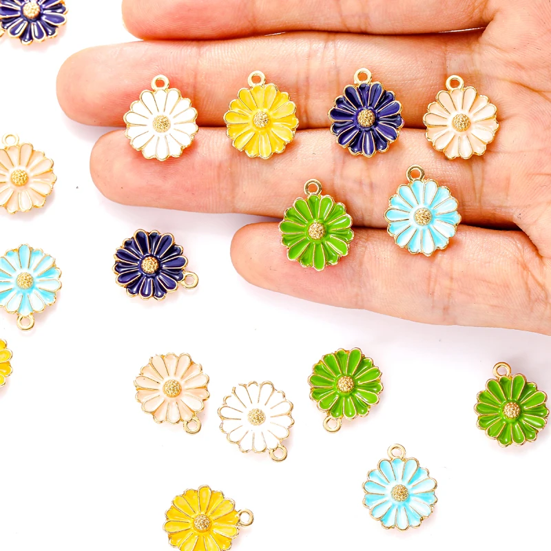 10 шт. 7 цветов эмалевые маргаритки с цветными блоками Очаровательные Подвески