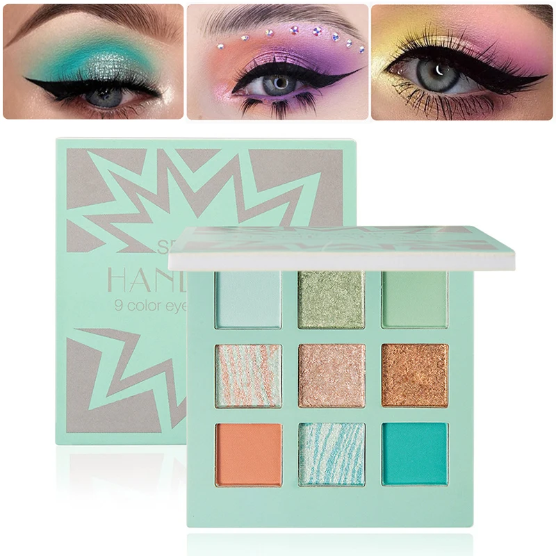 

9-color Shimmers Matte Eyeshadow Palette High Pigmented Glitter Pearl Eyeshadow Sweatproof Waterproof Long Lasting Eye Shadows