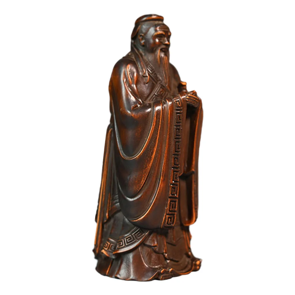 

Wood Adornment Confucius Decor Carved Figurine Wood Carving Confucius Wooden Confucius Statue for Gift Home