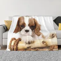Cavalier King Charles Spaniel  Animal Blanket Sofa Cover Fleece Print Dog Super Warm Throw Blankets for Bedding Couch Bedspread