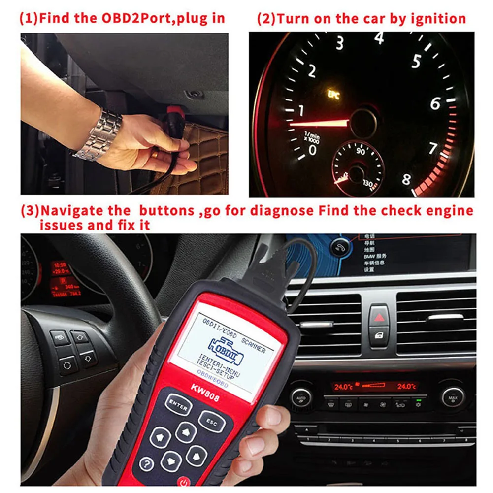 Фото Портативный OBD2 сканер MS509 KW808 для автосервисов и любителей ремонта: удаление кодов неисправностей, отключение индикатора MIL №3