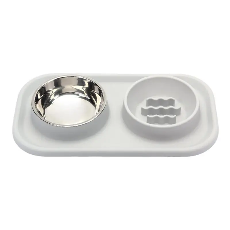 

Double Dog Bowl Dog Food Water Feeder Stainless Steel Pet Drinking Dish Feeder For Large Medium Small Breed Size Dogs Cats