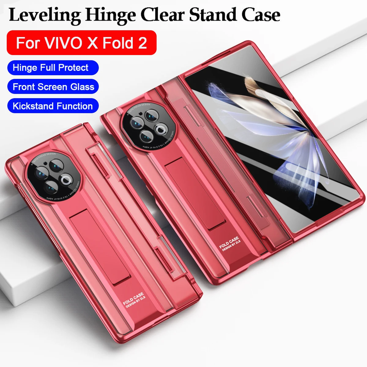 

Transparent Leveling Hinge Capa for VIVO X Fold 2 5G Case Plating Clear Stand Protection Cover Fundas with Front Screen Glass