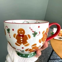 500 ml creativity christmas ceramic tea mugs funny travel coffee mug cute gingerbread man water cup girls boys friends gifts