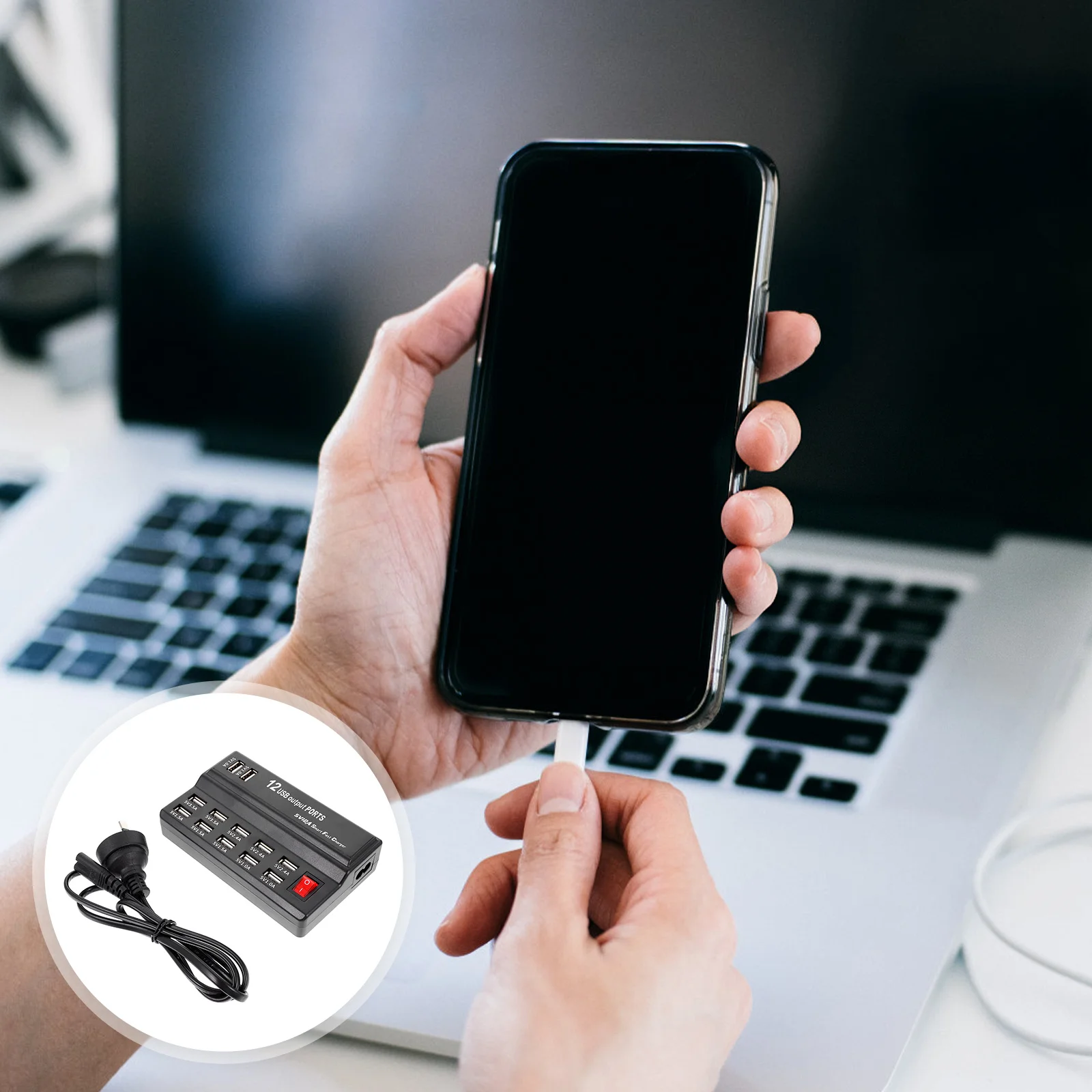 

1pc Multi Ports Multifunctional Universal 12 Ports Power Adapter Power Charger Smart Charging Station