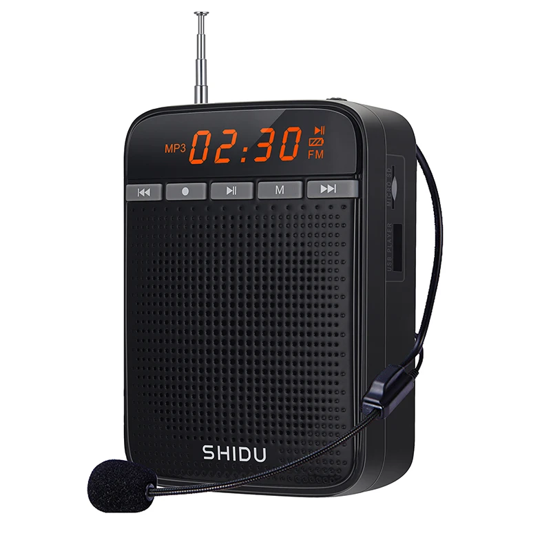 SHIDU 10W Voice Amplifier for Teachers Megaphone AUX Audio Sound  Speaker Recording FM Radio With Wired Microphone Tour Guide