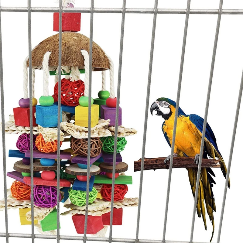 Best Price New WOOD BIRD TOY parrot cage toys cages African grey conure