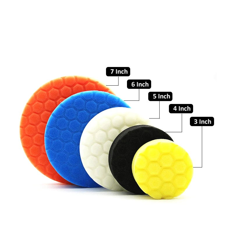 

5 Pack 3/4/5/6/7 Inch Compound Buffing Polishing Pads Cutting Sponge Pads Kit for Car Buffer Polisher Compounding and Waxing