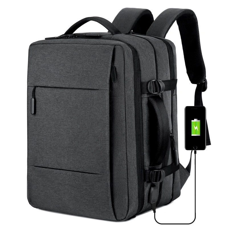 

Расширяемый вместительный мужской рюкзак, водонепроницаемый ранец для ноутбука с USB-зарядкой, деловой дорожный портфель