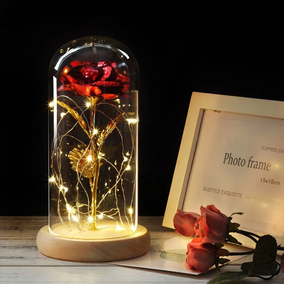 

Rose Led And Other Simulated Gold Foil Flower Night Lights Table Decoration Wedding SuppliesFor Her Valentine's Day Gifts