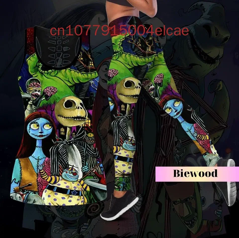 Рождественский женский полый жилет Jack And Sally женские леггинсы костюм для йоги