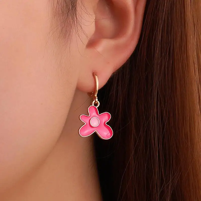 

New Flower Earrings Korean Colorful Geometric Drop Earrings For Women Earing Jewelry Earings Vintage Temperament Earring O157