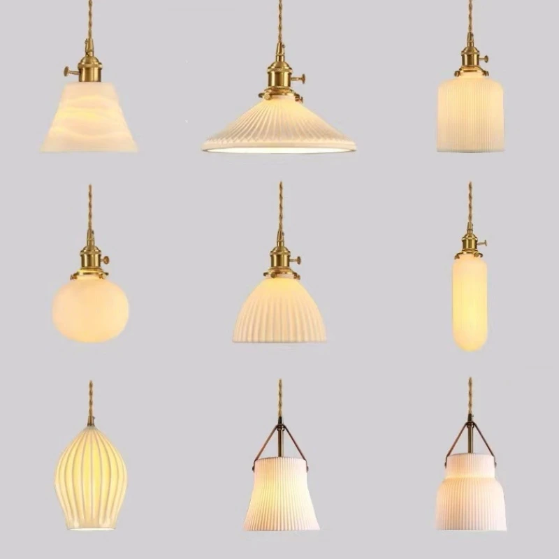 

Japanese Pendant Lights Ceramic Copper Hanglamp For Dining Room Bedroom Study Bar Decor Light Modern Home Luminaire Suspension