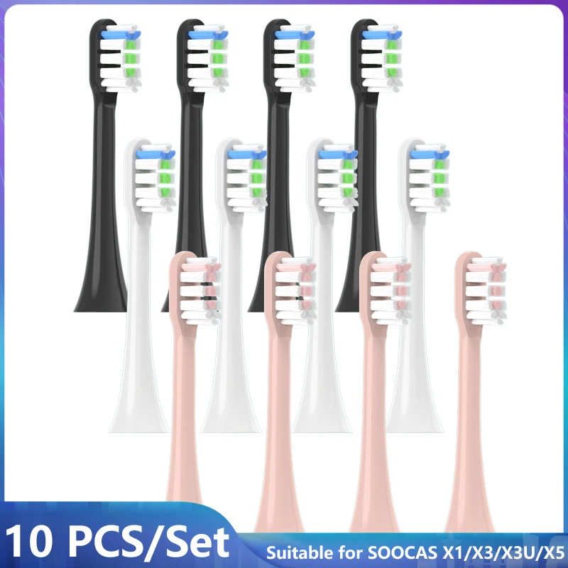 10pcs for SOOCAS X3/X3U/X5 Copper Free Replacement Toothbrush Heads Sonic Electric Tooth Brush Nozzle Heads Smart Brush Head
