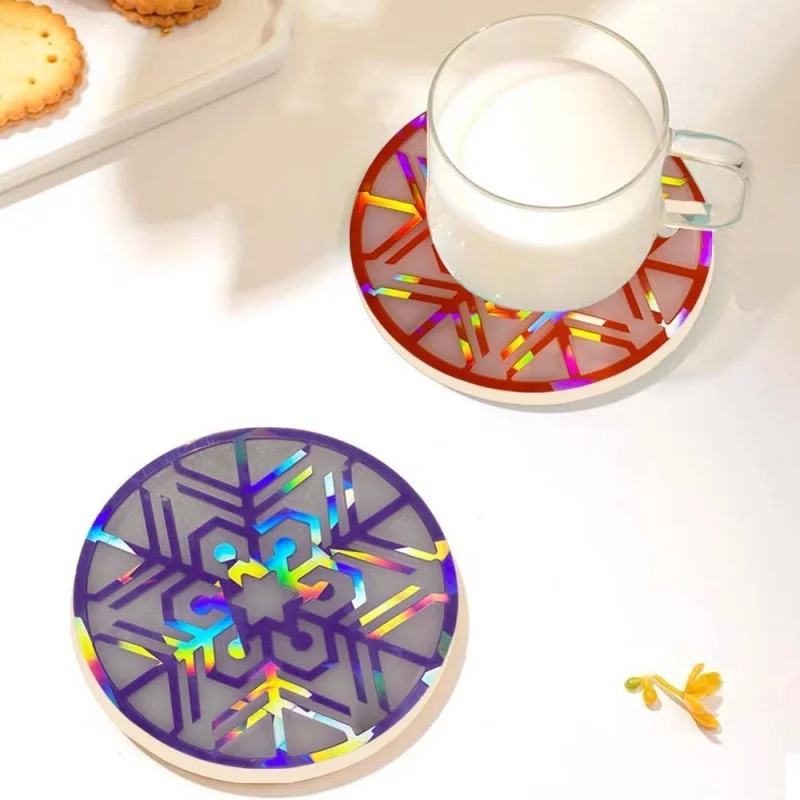 Голографическая Лазерная Рождественская подставка в виде снежинки силиконовая