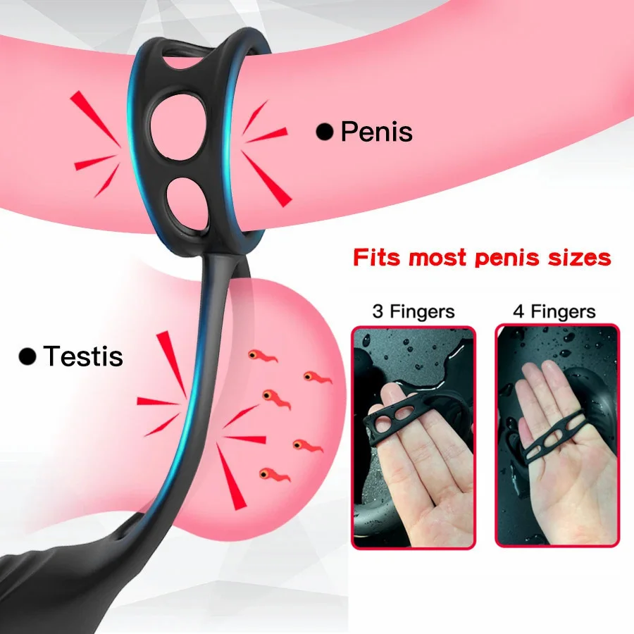 Мужской вибратор для массажа простаты двойное кольцо силиконовая анальная