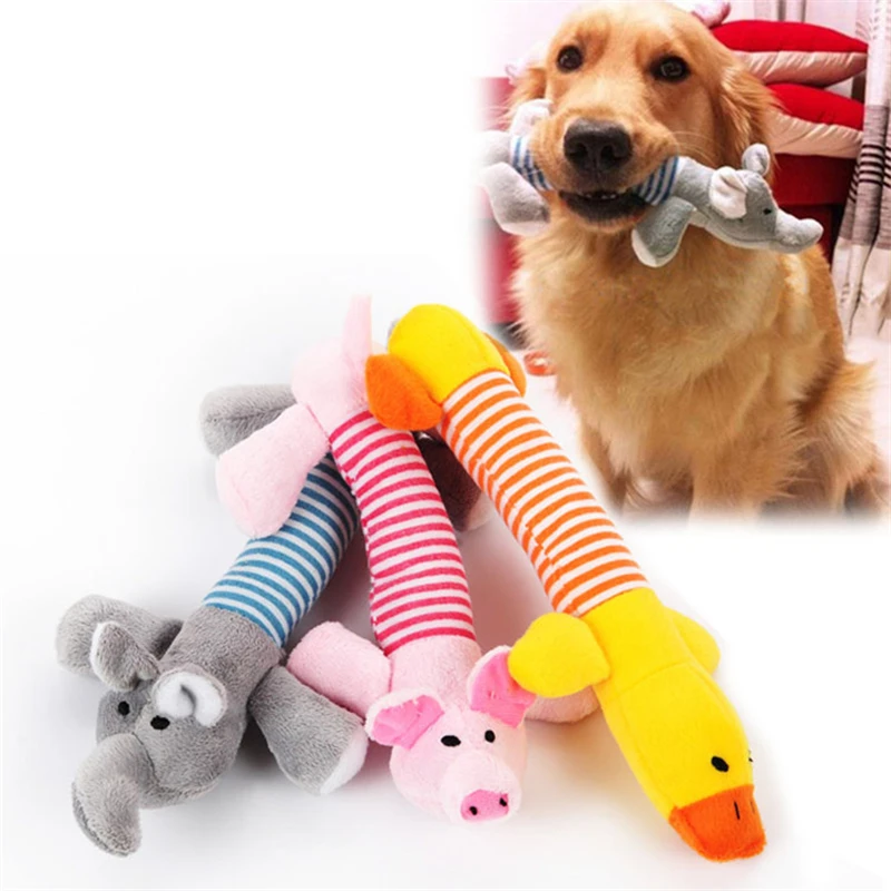 

Pet Dog Plush Animal Chewing Toy Stuffed Cotton Dogs Squeaky Interactive Toys Soft Bite-resistant Doll For Cat Pets Accessories