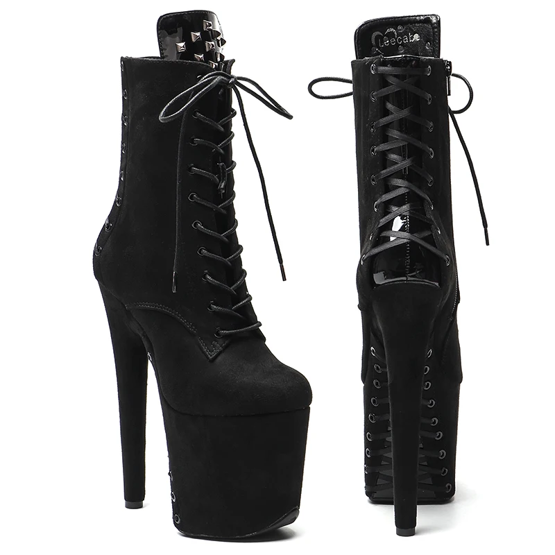 Leecabe 20CM/8inches  Suede upper with patent PU   Nightclub  Stiletto Pumps High Heels Women's Party Shoes