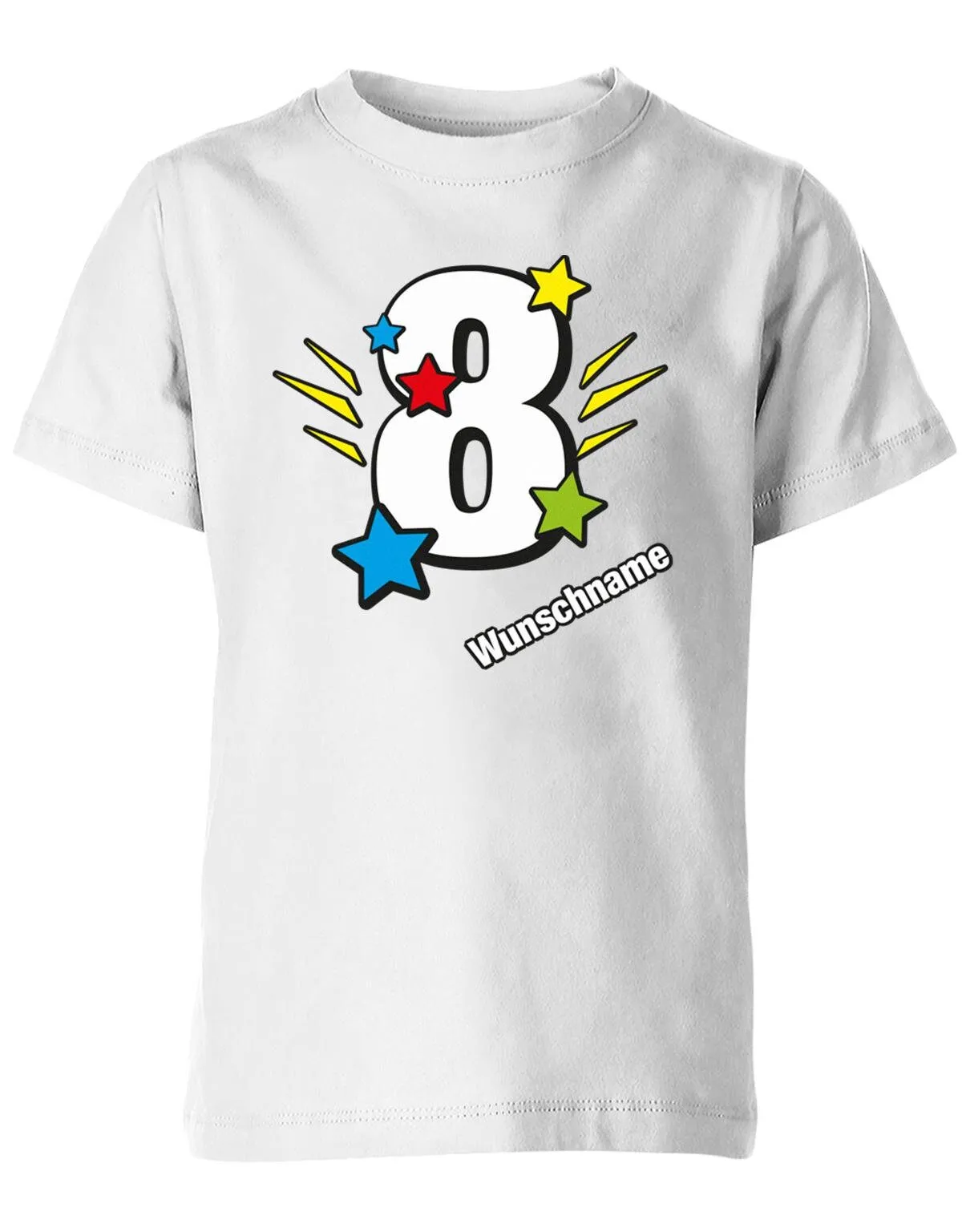 Футболка Geburtstag Bunte Sterne Mit Einer Großen Personalisiert Name