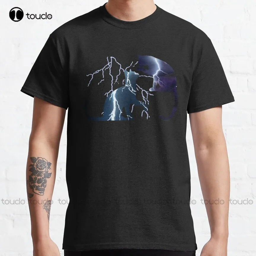 

Cool Cat Lightning Thunder Design Gift For Dad And Mom Classic T-Shirt Mens T Shirts Casual Digital Printing Tee Shirts Xs-5Xl