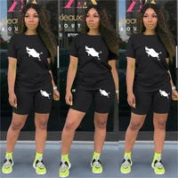 summer two piece sets women letter printed t shirtsshorts ensemble femme short sleeve o neck casual biker joggers sexy outfit