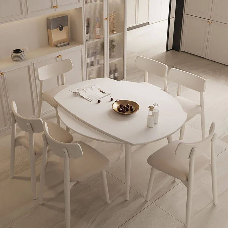 

Выдвижной роскошный обеденный стол, набор ковриков, Круглый скандинавский центр, кухонный стол и стулья, стол из массива дерева, кухонная мебель