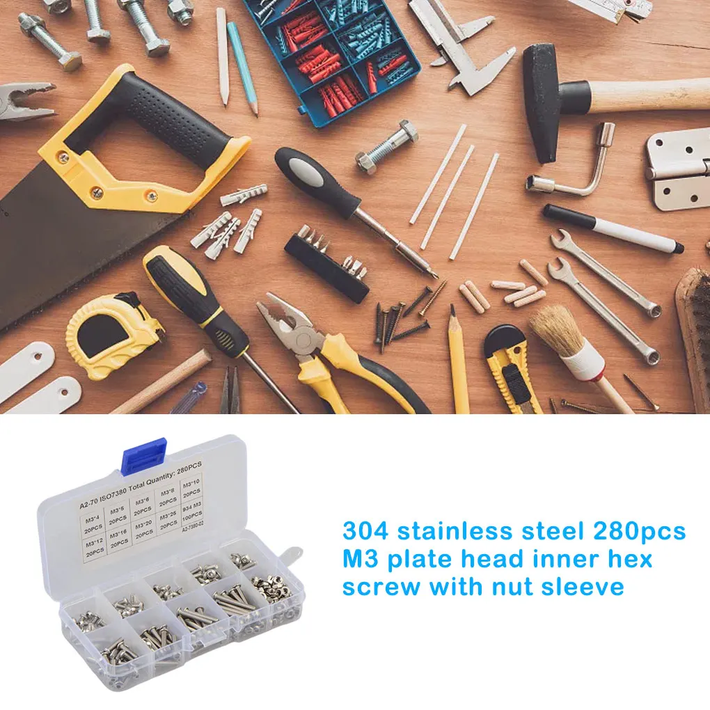 

280 штук шайба гайки машина винты твердая структура Замена части нержавеющий контейнер для хранения удобные бытовые аксессуары