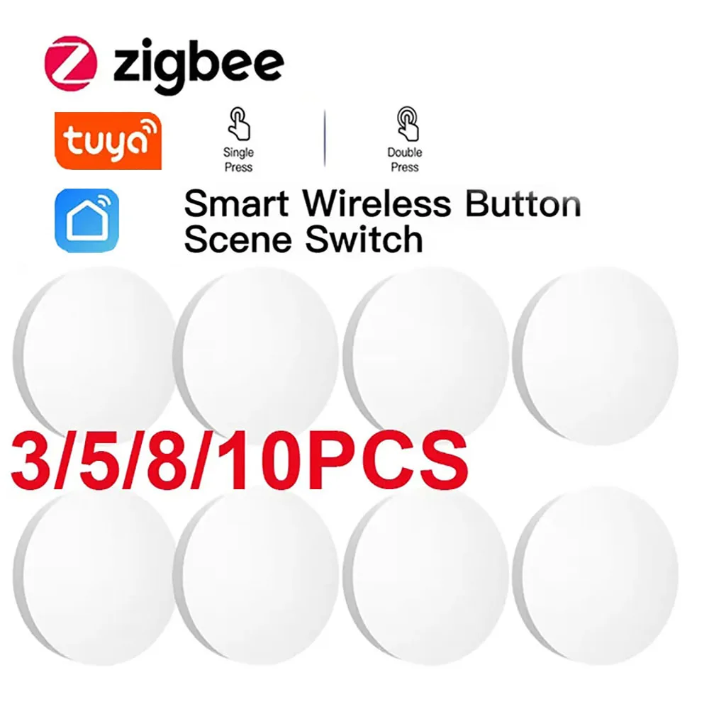 

QCTOG, 1-10 шт., кнопка ZigBee, переключатель для сцены, умное быстрое питание от батареи, автоматизация, работа с устройствами Smart Life Zigbee