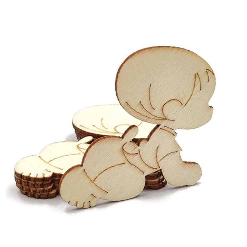 

10pcs Wood DIY Crafts Cutouts Wooden Baby/Kids Shaped Gift Tags for Kid's DIY Projects Christmas Party Decorations