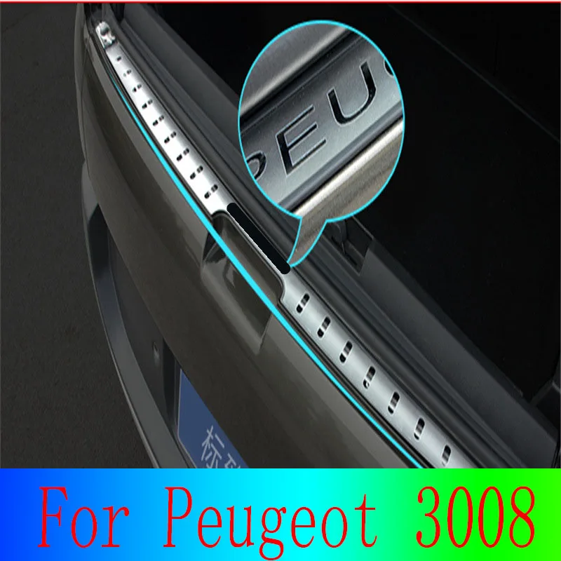 

For Peugeot 3008 car door edge protection molding rear bumper protector sticker stainless steel Chrome Trim accessories 13-2016