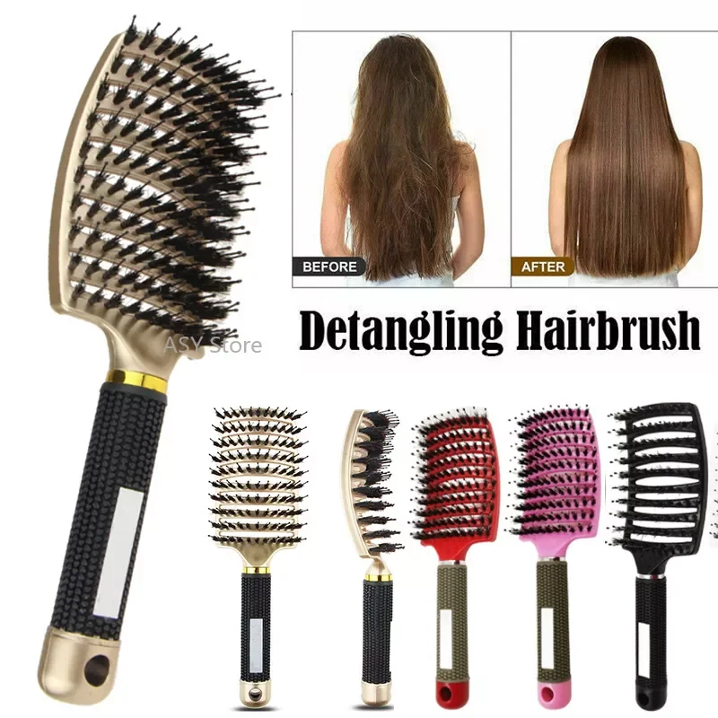 

NEW2023 Hair Brush Scalp Massage Comb Hairbrush Bristle&Nylon Women Wet Curly Detangle Hair Brush for Salon Hairdressing Sty