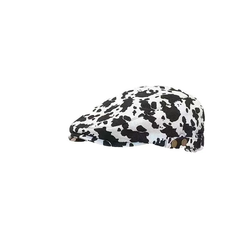 Фото Модная бейсболка с леопардовым принтом — женская винтажная шляпа Snapback в стиле ретро, стильный молочный узор на весну/осень №5