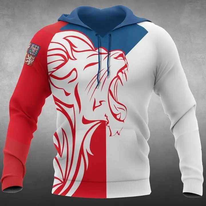 

2023 Czech Flag 3D Hoodie Mens Ladies Casual Sweatshirts Czech Republic Emblem Zipper Hoodie Veterans Hoodie