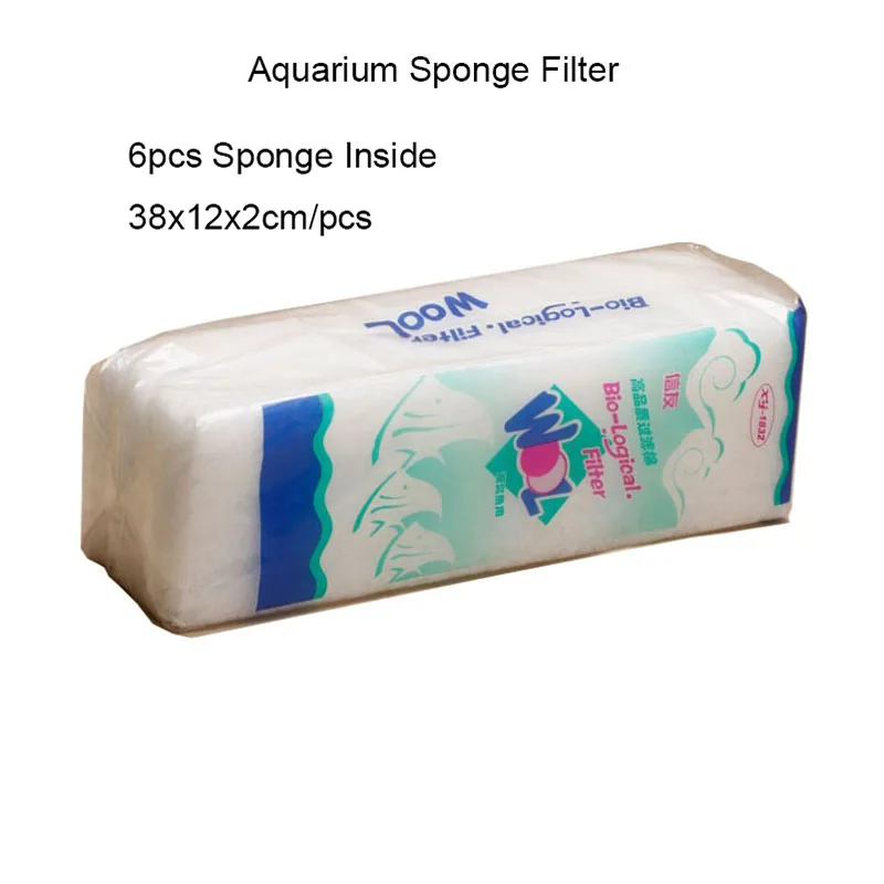 

6pcs 38cmx12cmx2cm Aquarium Filter Super Thick Biochemical Filter Cotton Sponge for Aquarium Fish Tank Bio Cotton Foam Skimmer