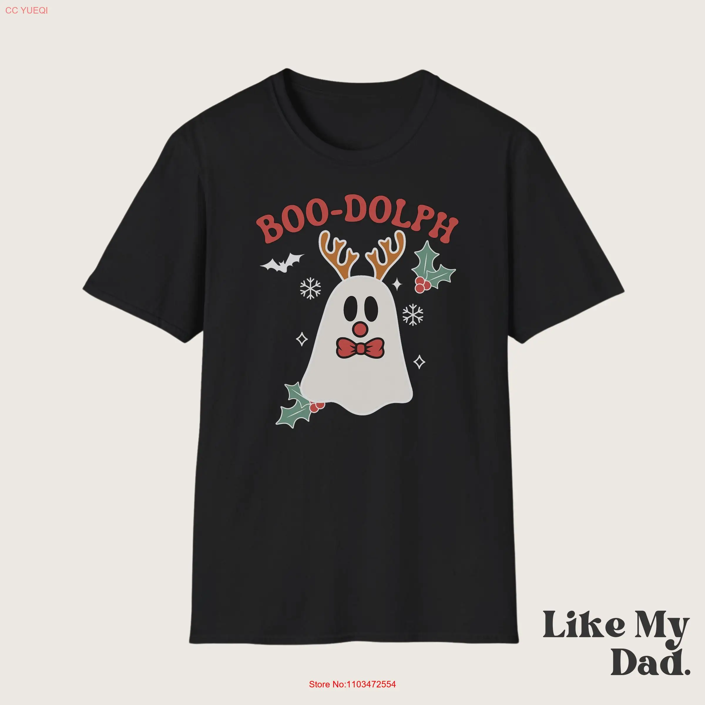 Жуткая рождественская футболка Boo dolph Ghost Reindeer милая женская детская Cunny Creepmas Kawaii с