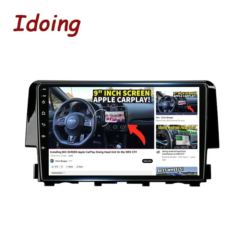 Idoing 9-дюймовый автомобильный стерео головное устройство Android для Honda Civic 10 FC FK 2015-2020