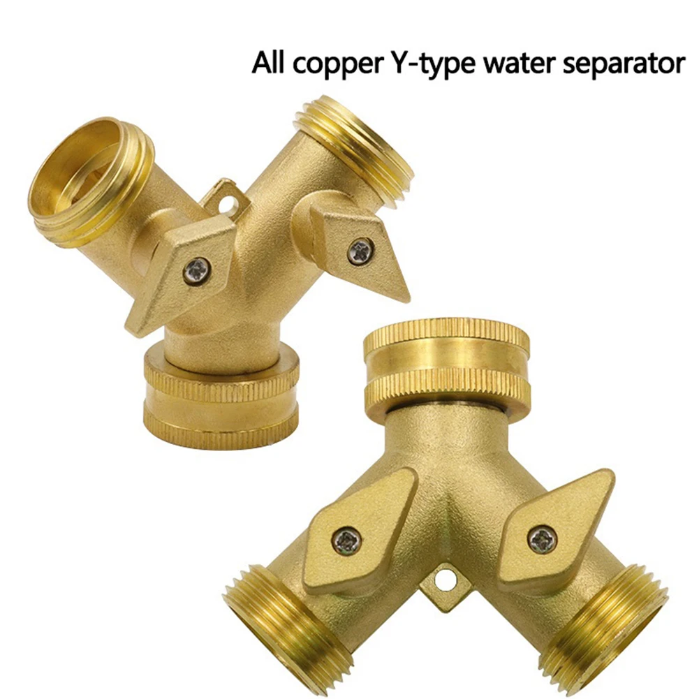 1pc Garden Hose Connector Tap Outlet Splitter Brass Double-Way Adapter European Thread  Y-Type Water Separator