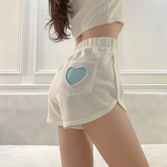 

Summer Sweet Harajuku Sports Shorts High Waist Loose Punk Short Women Korean Cute Love Hearts Lolita Casual Shorts Girls Pants