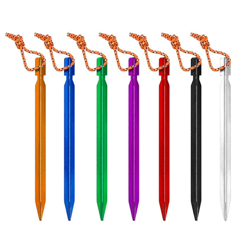 

8pcs / Pack Tent Pegs Aluminium Alloy Camping Triangular Ground Stakes Nails for Yard Garden Tent Tarp Canopy 18cm Lightweight