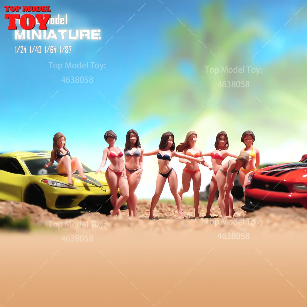 Окрашенные миниатюры 1/24 1/64 1/43 1/87 красное бикини короткая фигурка девушки-Хайнера